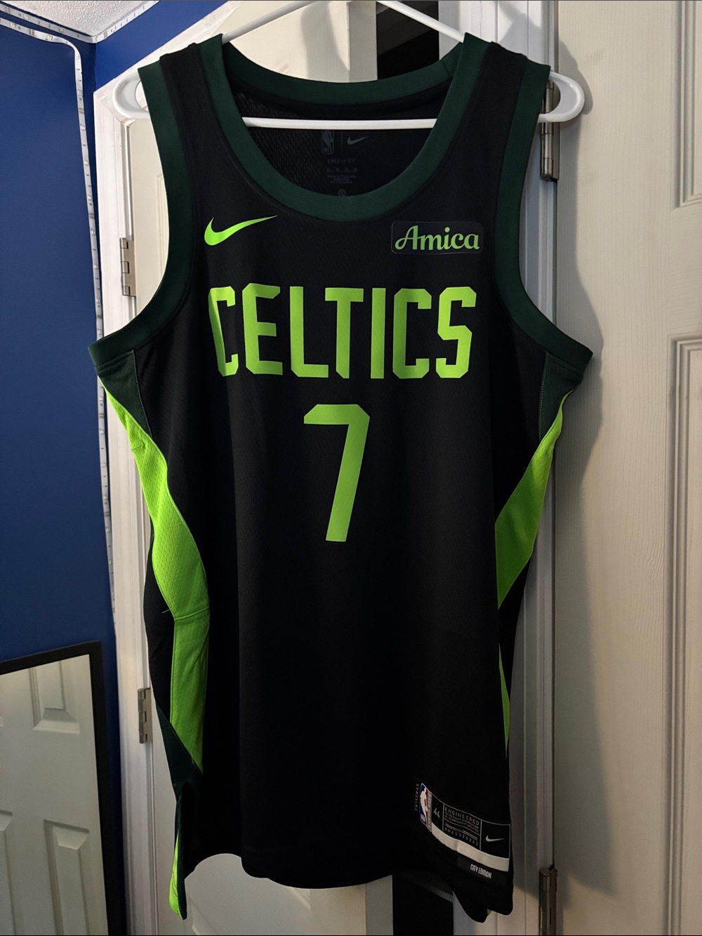 Nike Black & Neon Green Celtics #7 Basketball Jersey